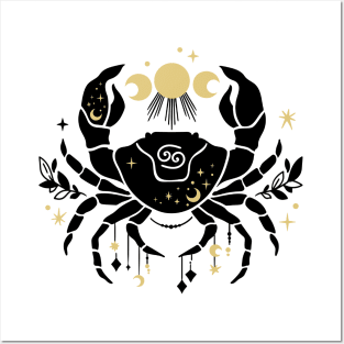 Black and Gold Zodiac Sign CANCER Posters and Art